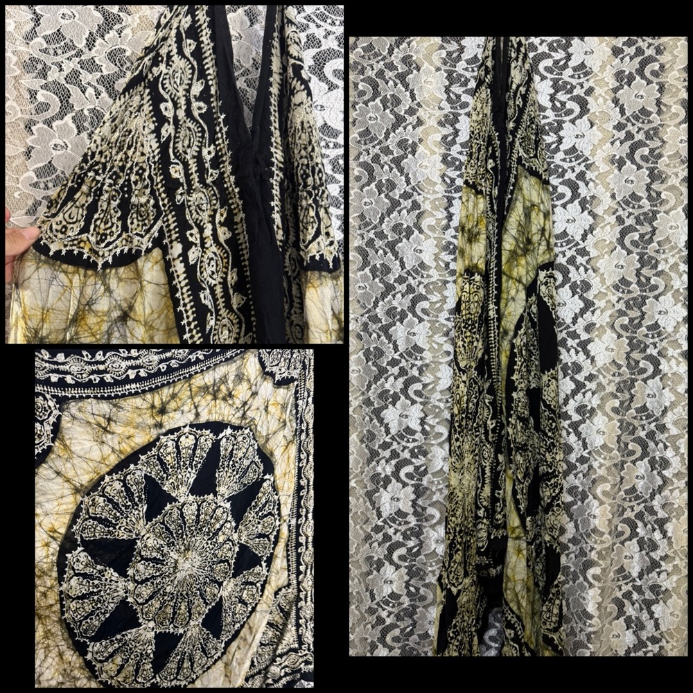 Advance Apparels Black cream Yellow dress halter top backless handkerchief hem